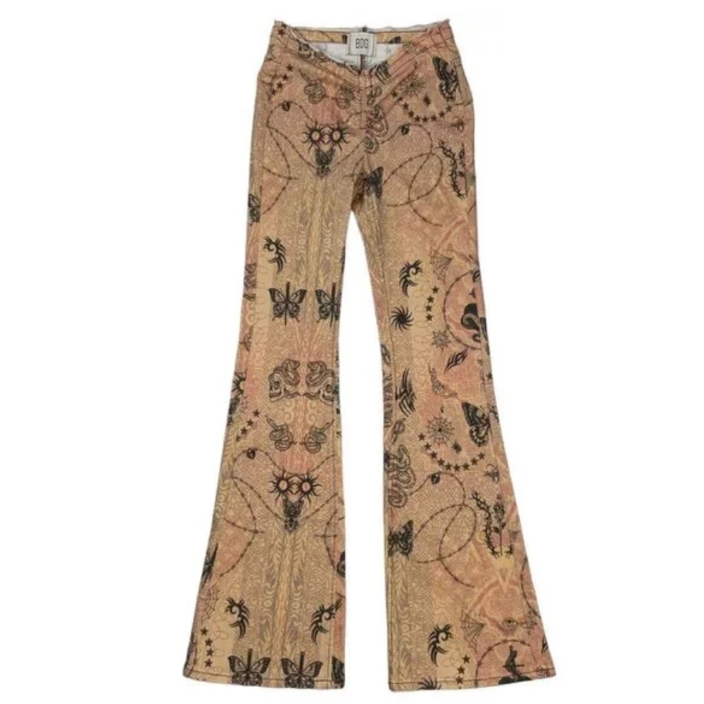 BDG V Cut Ruched Tattoo Flare Pants